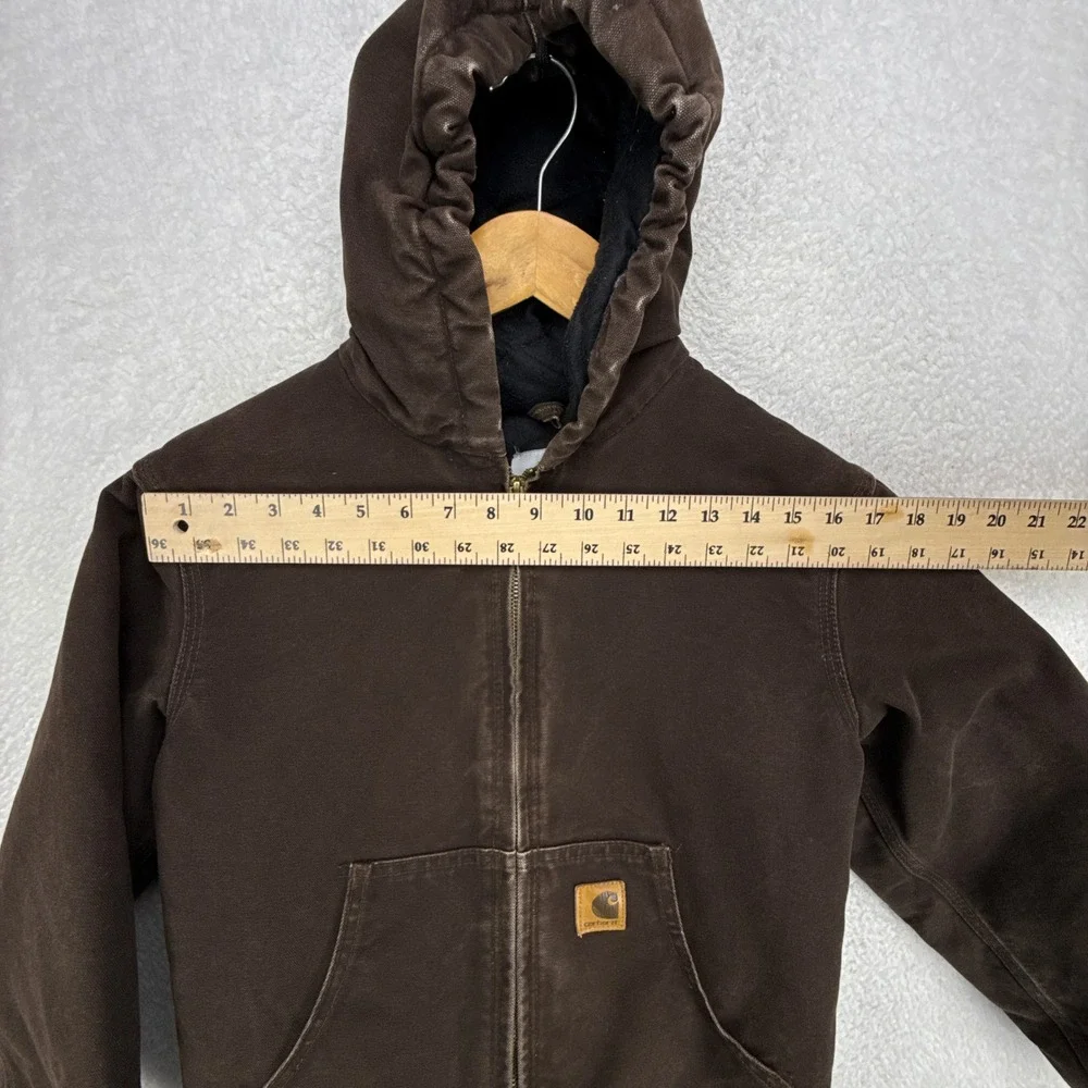 Carhartt Sandstone Jacket Quilt Lined Youth Large (10/12) YYJ130 DKB Dark Brown‎